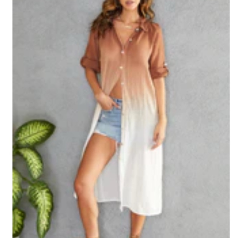ORIANA ombré shirt dress in color tobacco